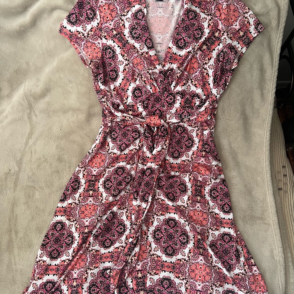 Perceptions Pink and Black Patterned Dress